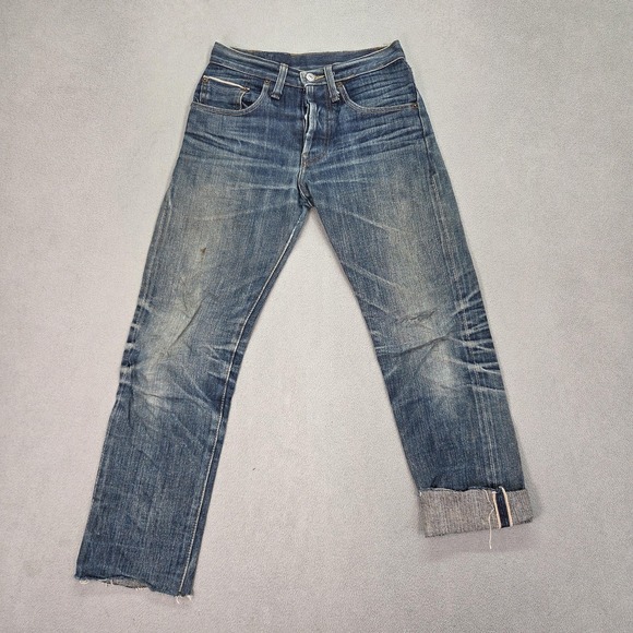 VTG Levis 501XX Jeans Mens Selvedge LVC Whiskers Honeycomb USA 90s Raw Hem 24x26